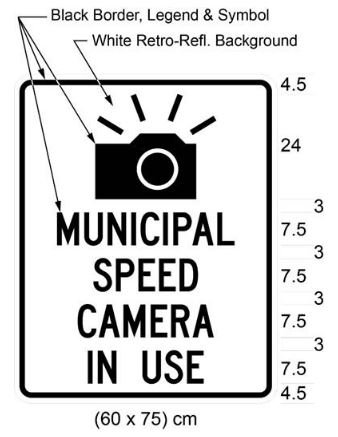 Here is what the speed enforcement camera signs will have to look like along with the dimensions.