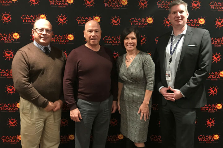 From L to R: Wasaga Beach CAO George Vadeboncoeur, Gateway CEO Tony Santo, Wasaga Beach Mayor Nina Bifolchi, and vice-president and general manager of Gateway Casino Rama Glen Trickey met this morning for an update on the casino project.