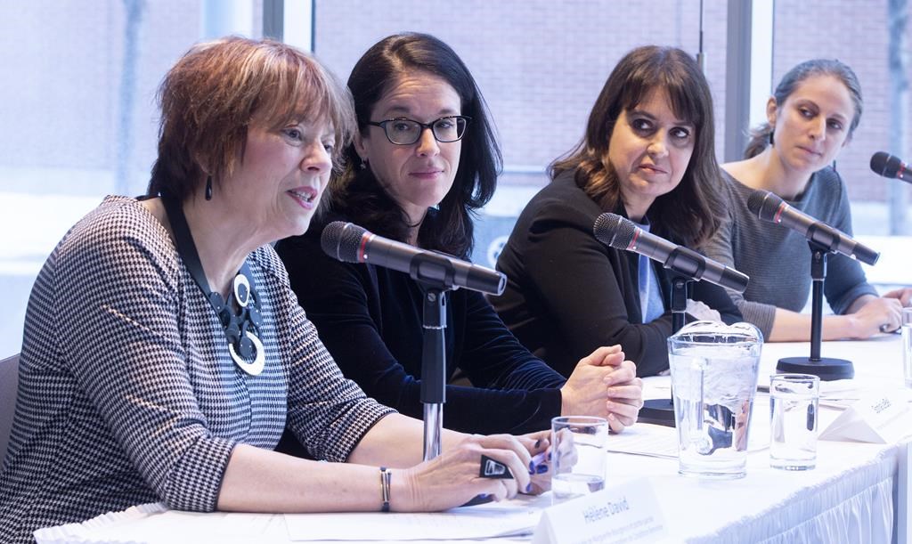 Christine Labrie of Quebec Solidaire, far left, filed the complaint in her Sherbrooke riding.