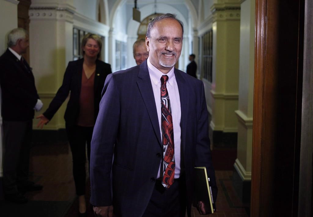 Surrey-Newton NDP MLA Harry Bains arrives to the start of the debate at B.C. Legislature in Victoria, B.C., in this file photo.