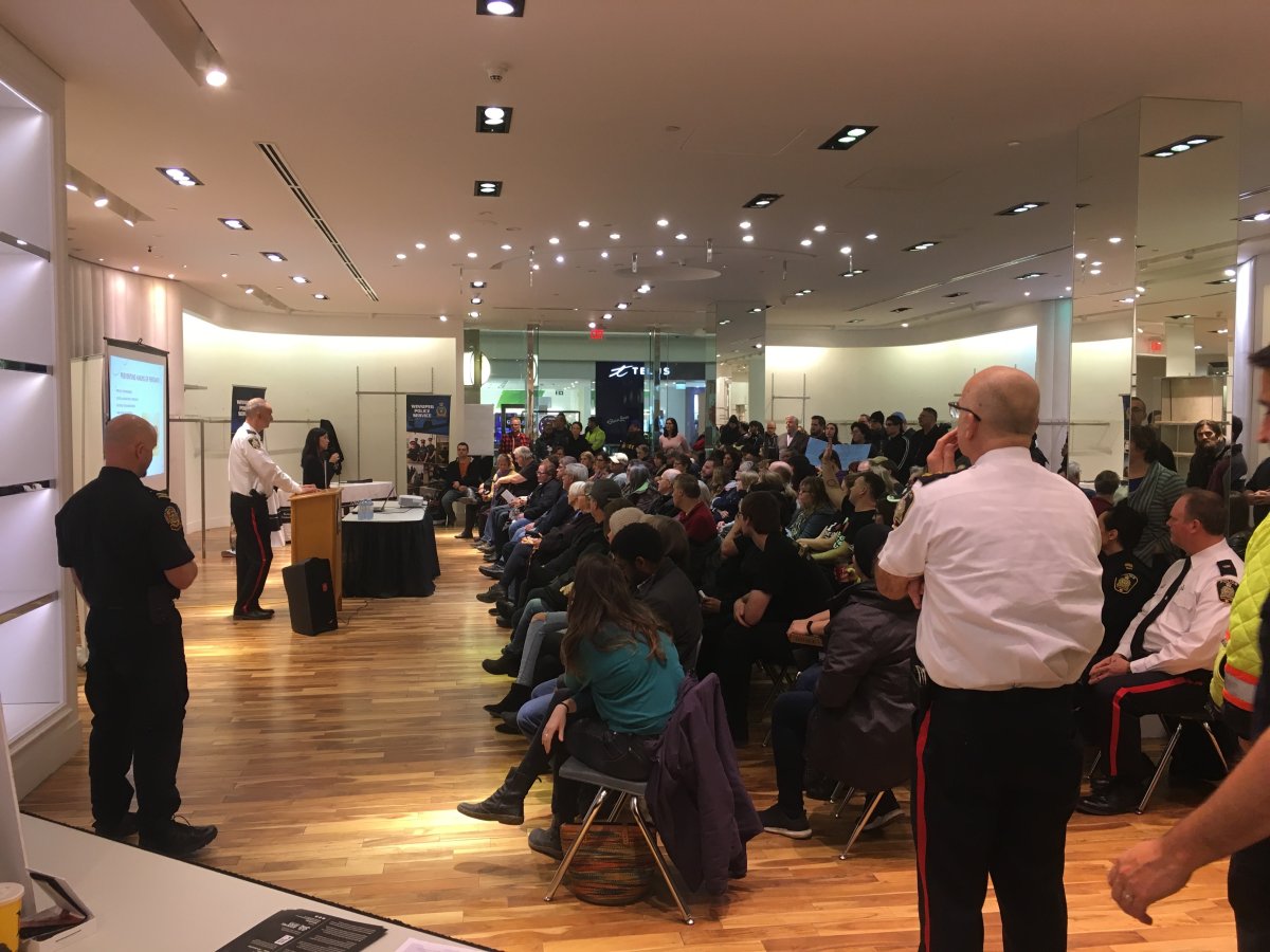The Winnipeg Police Service held a public forum at Polo Park Wednesday night. 