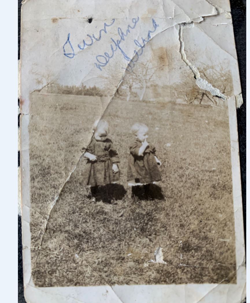 Identical twins Delphine LeBlanc and Delina Comeau, aged one.