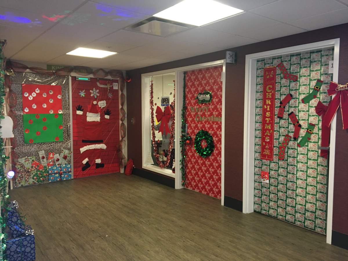 Staff wrapped all their office doors.