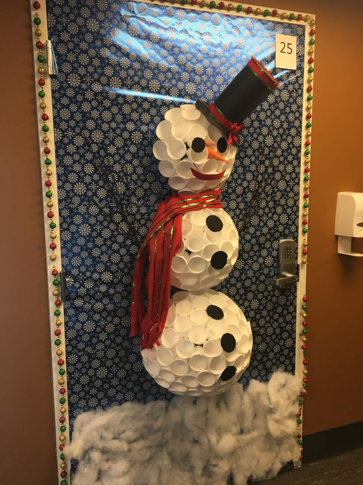 Many used their imagination using paper cups to create a snowman.