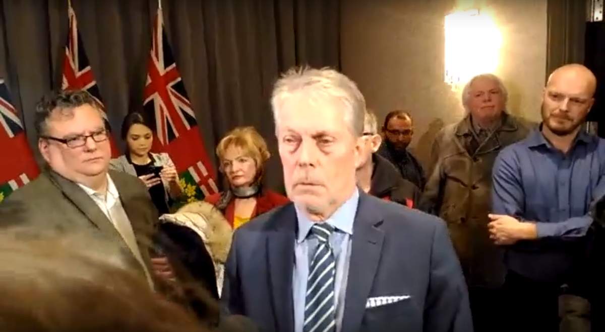 Mayor Fred Eisenberger talks with media after he was told Hamilton’s LRT project was cancelled by the province.