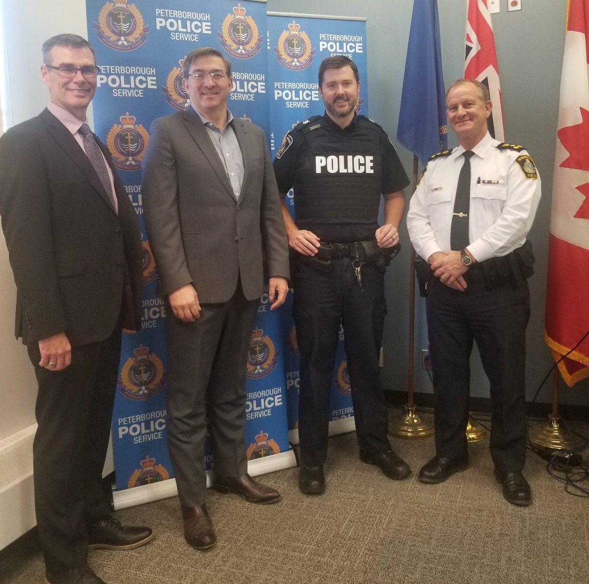 Peterborough-Kawatha MPP Dave Smith, second from left, announced nearly $2 million in funding for a new special victims unit within the Peterborough Police Service.