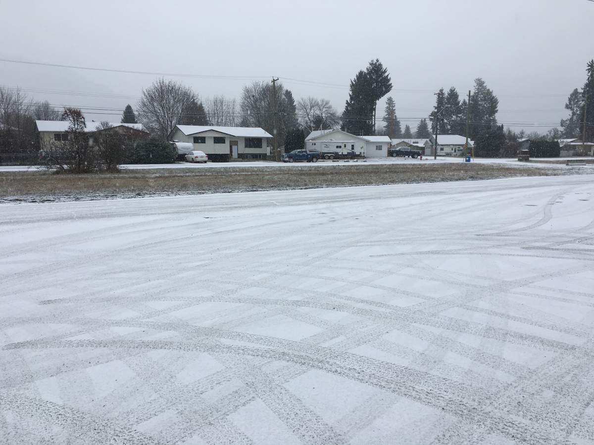 Snowfall in Enderby on Sunday.