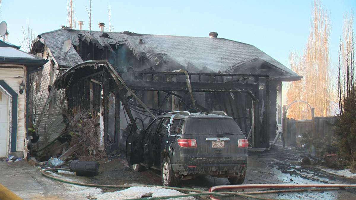 Four people were able to evacuate the home.