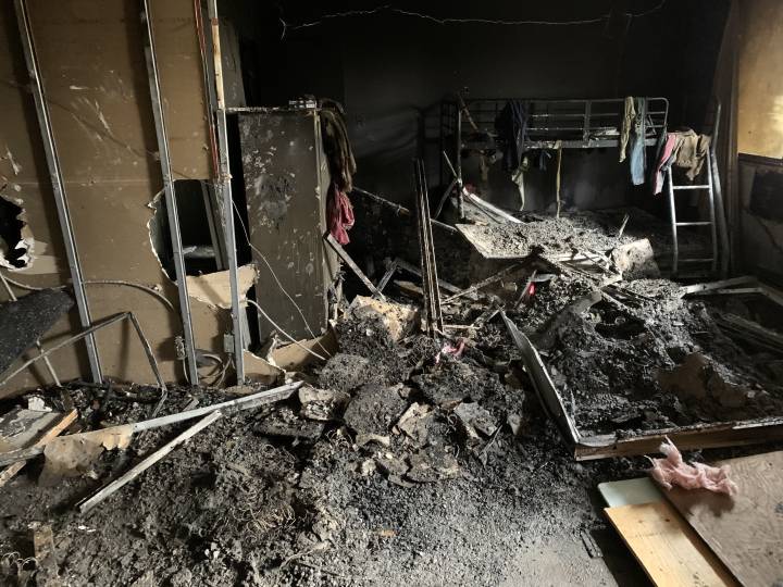 The aftermath of the fire in the 51-unit apartment building on Duffcourt Street in Montreal’s Lachine borough. 