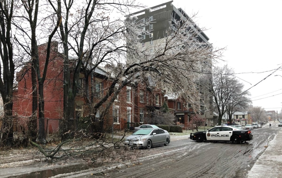 Freezing rain in Hamilton caused a number of power outages in the city on Sunday, Dec. 1. 2019.