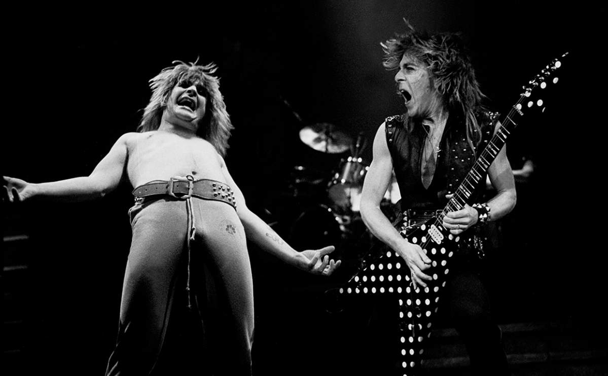 (L-R) Ozzy Osbourne and Randy Rhodes (1956-1982) perform at the Rosemont Horizon, in Rosemont, Ill, on Jan. 24, 1982.