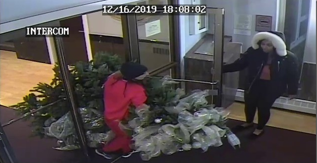 Police say two women stole the Christmas tree from an apartment building on Grandhaven Boulevard Monday night. 