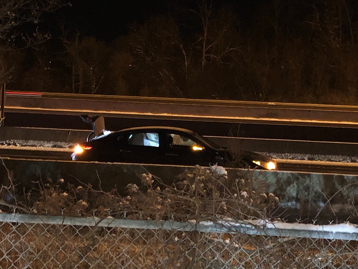 A photo from the scene at Highway 401 near Whites Road in Pickering.