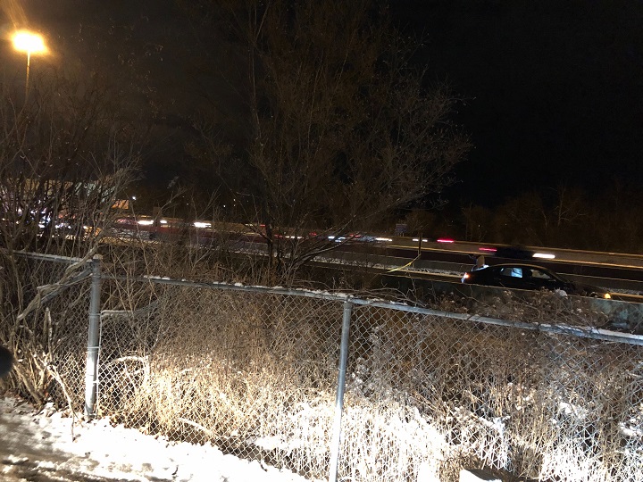 A photo from the scene at Highway 401 near Whites Road in Pickering.