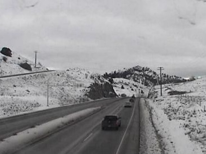 Road conditions along Highway 97 south of Vernon. The national weather service says there’s a 40 per cent chance of snow starting Thursday afternoon. It’s also calling for 60 per cent chance of snow flurries on Saturday.