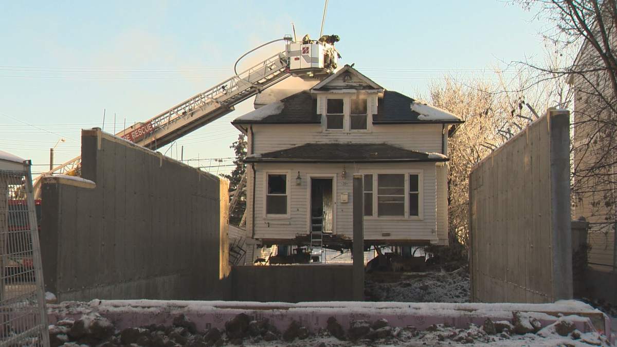 The fire was challenging to fight because the structure had been risen up on skids due to restoration work being done.