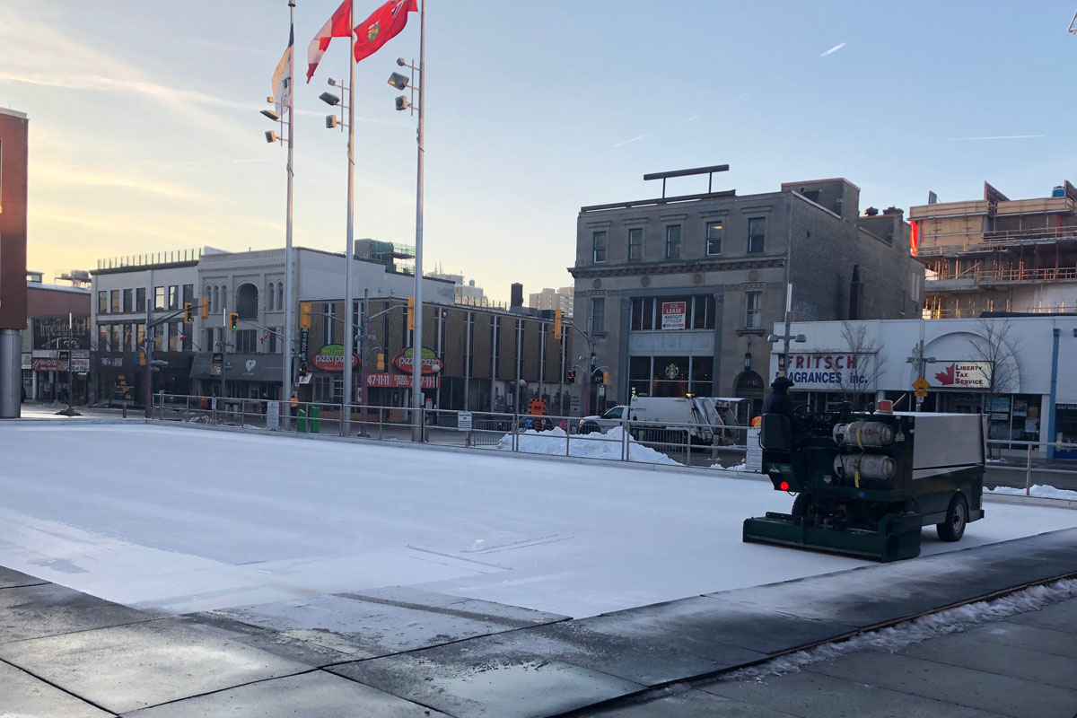There will be free ice skating on the rink at Carl Zehr Square on New Year's Eve,.