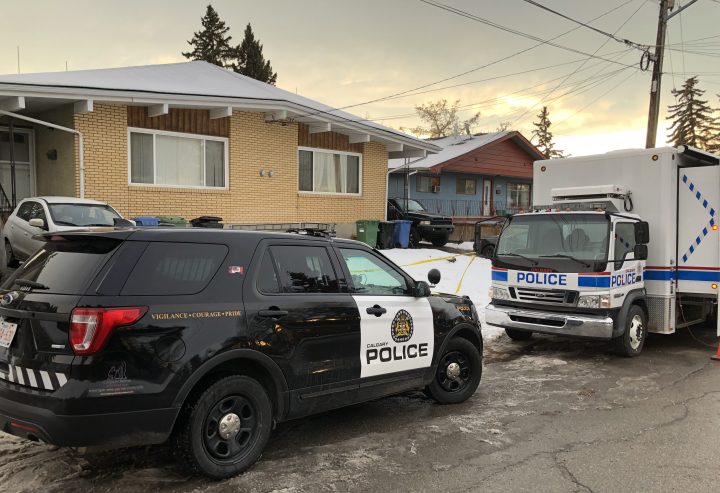 Calgary police are investigating a homicide after a body was found in a home on Dec. 15, 2019. This photo shows the scene on Dec. 18, 2019.