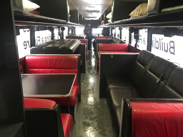 The inside of the Shelter Bus.