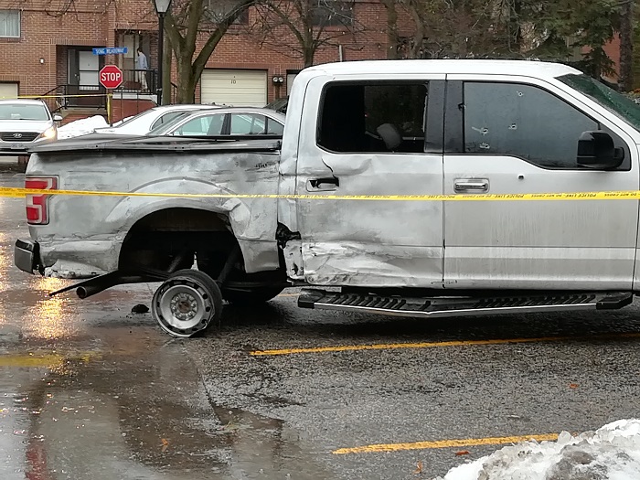 A white pickup truck was seized in Toronto in connection with a shooting in York Region.