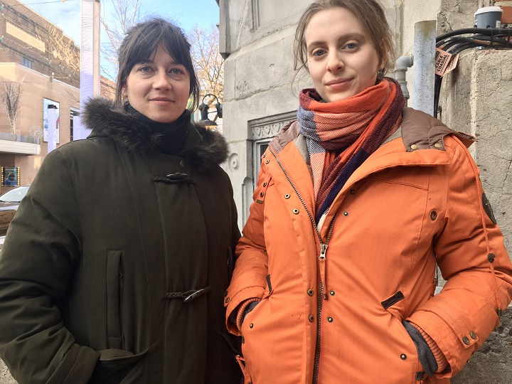 Marie-Hélène Gauthier (left) and Coralie Laperrière (right) are fighting to keep a Rosemont gym for women only. Monday, Dec. 2, 2019. Anne Leclair/Global News