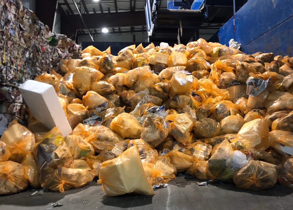 Organge Heafty Engergy Bags at City of London material Recovery Facility.