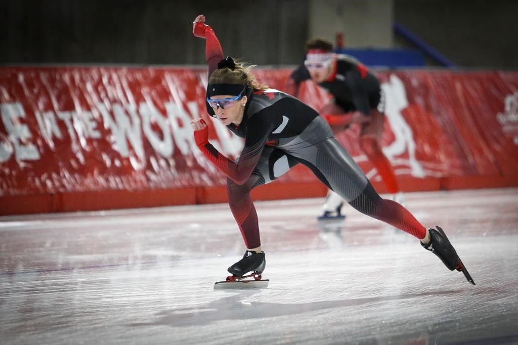 Speed skater Ivanie Blondin at the Olympic Oval in Calgary, Alta., Friday, Dec. 20, 2019.