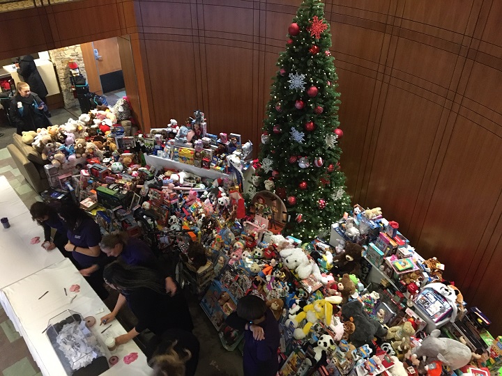 More than 1,000 toys were donated to the Salvation Army’s annual Tiny Tim Charity Toy Breakfast at the Coast Capri Hotel in Kelowna on Thursday morning.