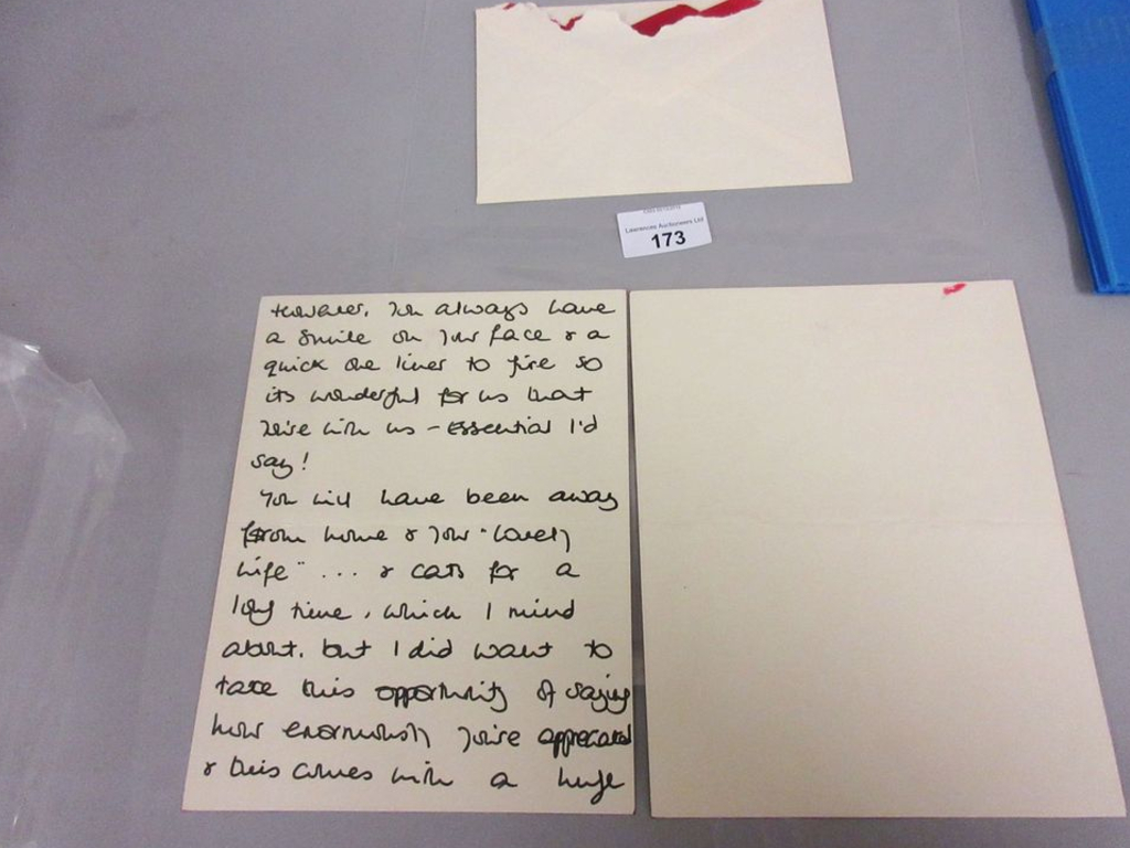 The letters were part of a package of vintage notes by Princess Diana being auctioned off in England.