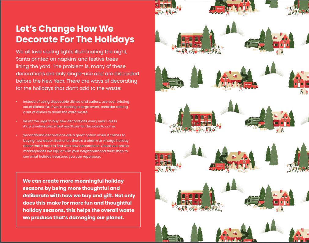 A page from Waste Free Edmonton's holiday booklet