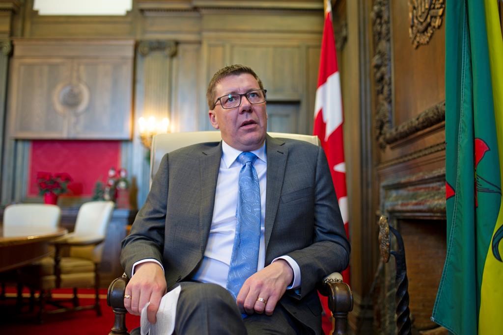 Saskatchewan Premier Scott Moe sits for a year end interview at the Legislative Building in Regina on Tuesday, Dec. 10, 2019. THE CANADIAN PRESS/Mark Taylor