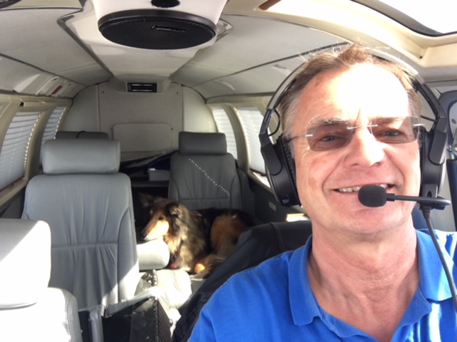 Bahlsen with rescue dog Guinness.