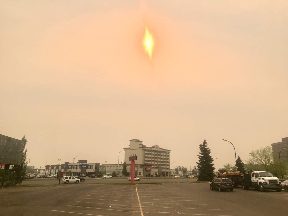 The skies in Edmonton as smoke drifted down from the northern Alberta wildfires.