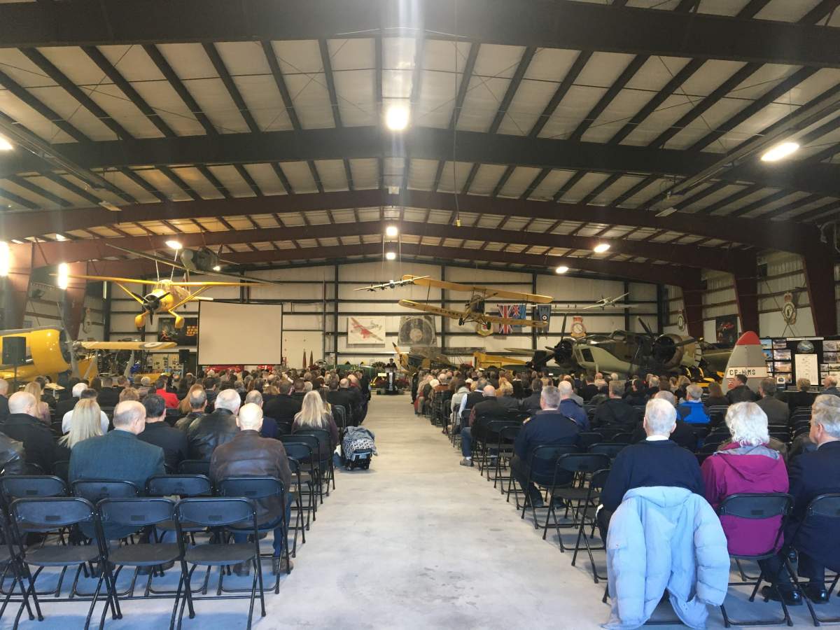 People gathered at a celebration of life for pilot Alex Bahlsen who died in a plane crash in B.C. on Dec. 10.