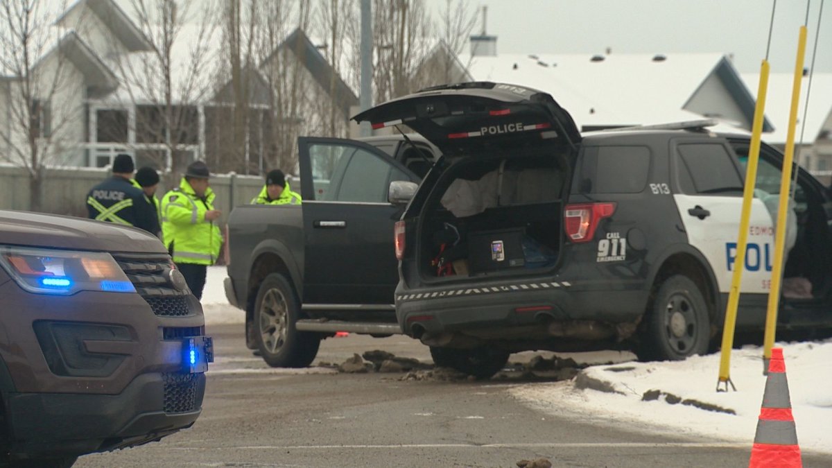An Edmonton police cruiser was involved in a collision that sent two officers to hospital on Sunday, Dec. 15, 2019.