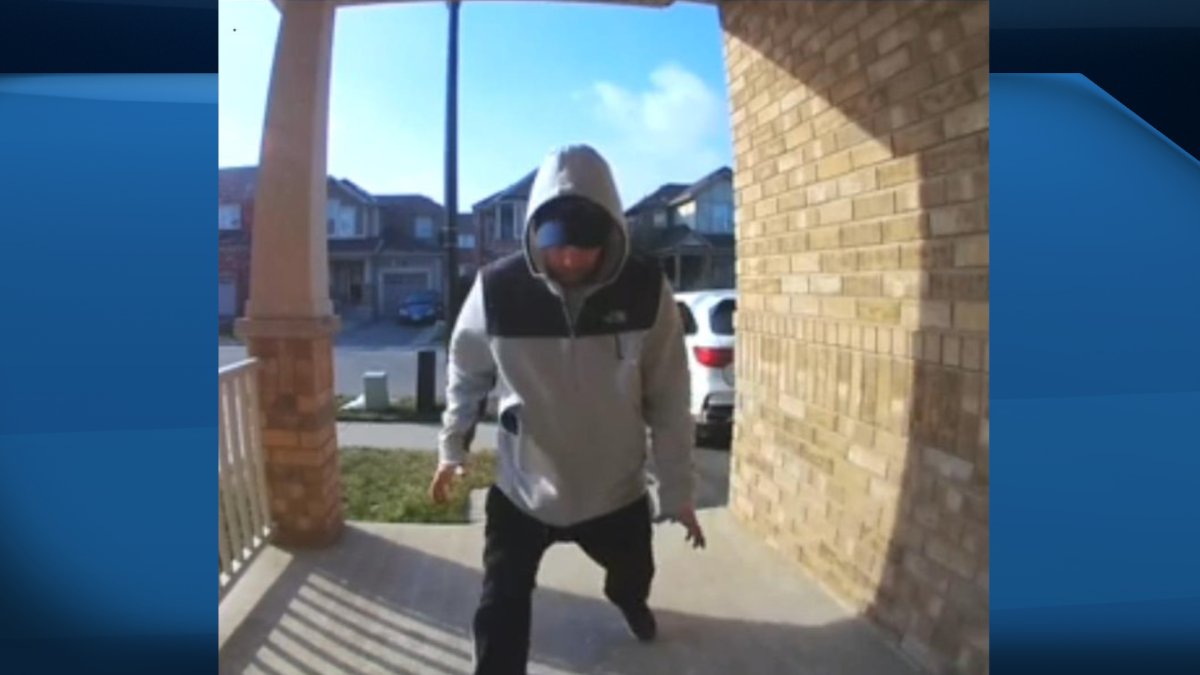 Halton police are looking  for an alleged "porch pirate" who was caught on surveillance video taking a package from a Milton home.