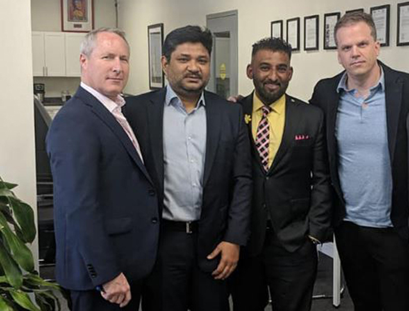 From Left to Right: Ajax Mayor Shaun Collier, Md. Tarekh Rana, Ajax councillor Ashmeed Khan, and Liberal MP Mark Holland.
