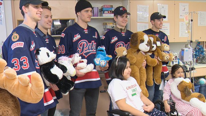The Regina Pats collected 2,014 stuffed animals during their annual Teddy Bear Toss Night on Saturday.