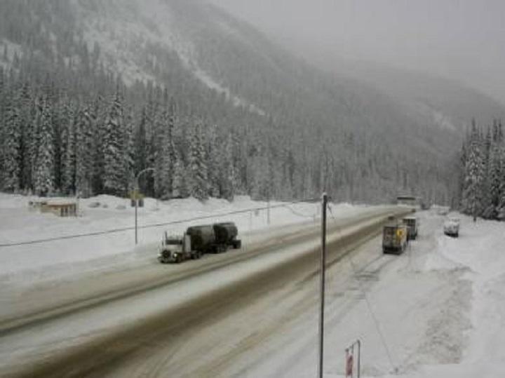 Road and weather conditions at Rogers Pass along the Trans-Canada Highway in B.C., on Wednesday, Dec. 18, 2019.