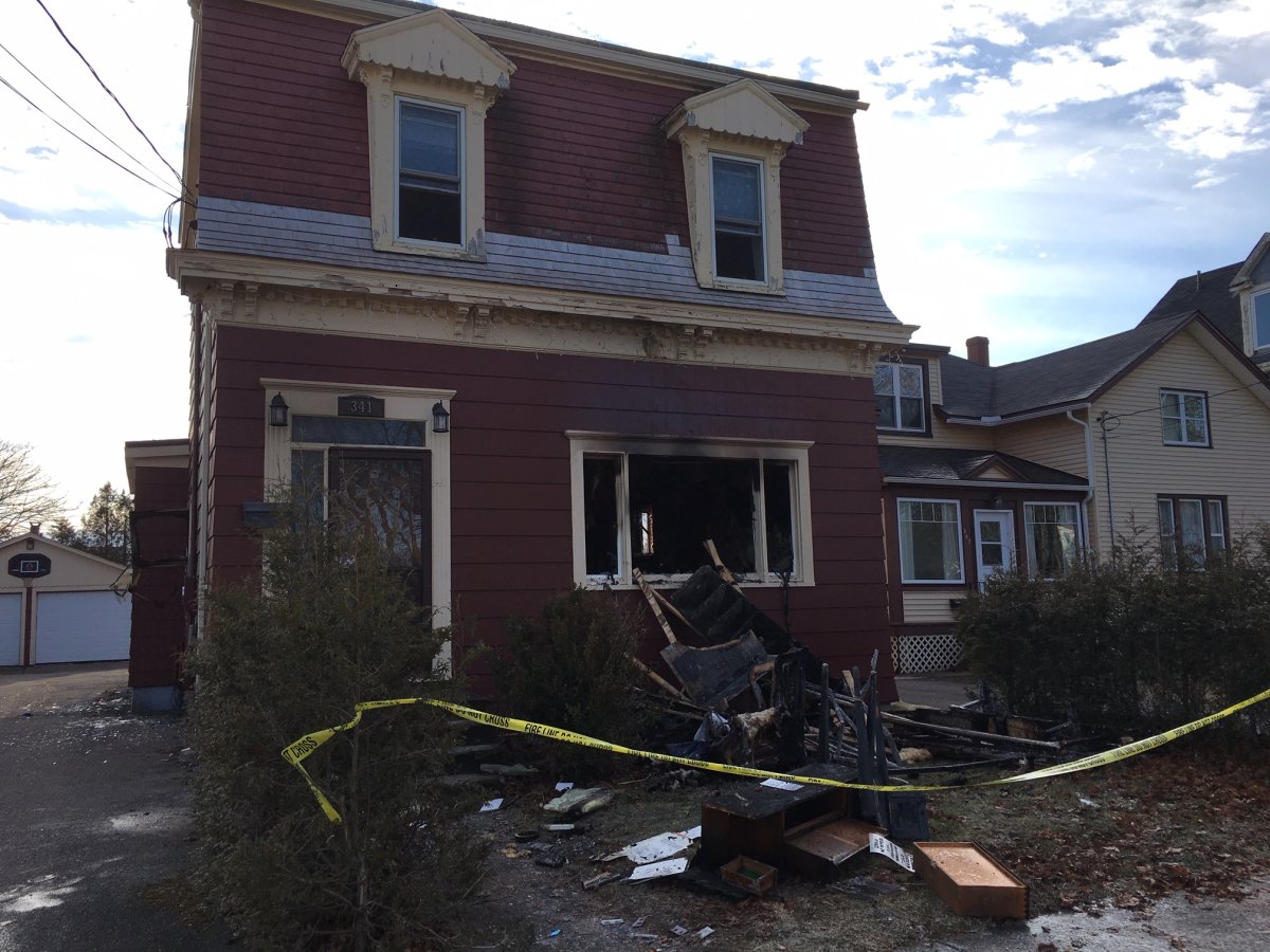 No one was injured but fire heavily damaged the front of a west Saint John home early Tuesday morning.