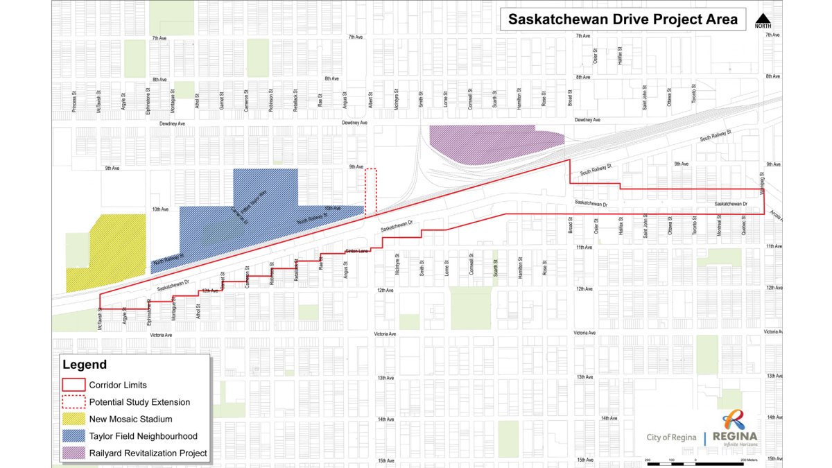 The City of Regina has plans to revitalize Saskatchewan Drive between McTavish and Winnipeg streets with trees and wider sidewalks.