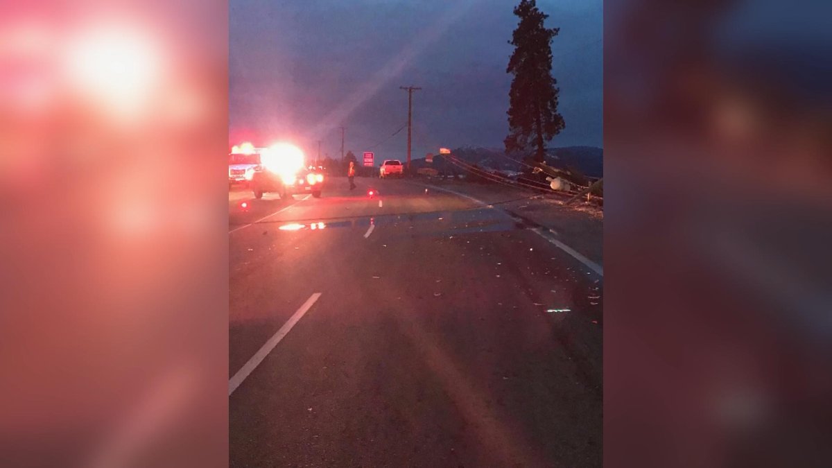 Drivers on the highway between Kelowna and Lake Country were brought to a standstill after a vehicle slammed into a power pole. 