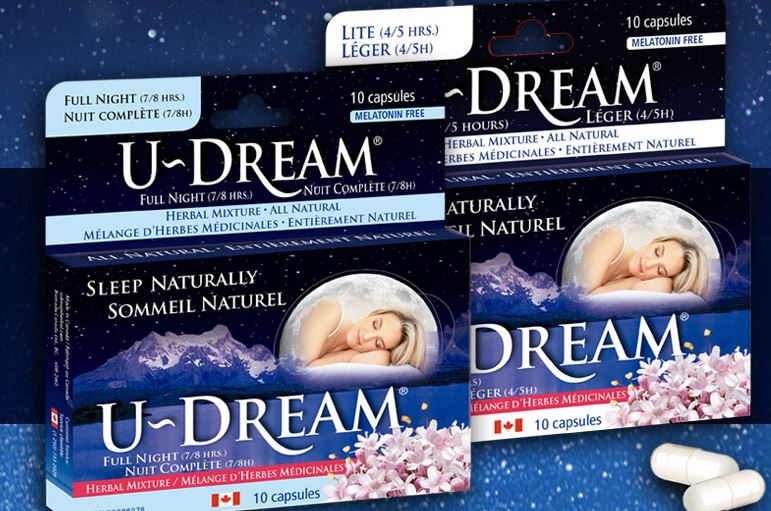 Packages of U-Dream sleep aid are seen in an image on the product's website.