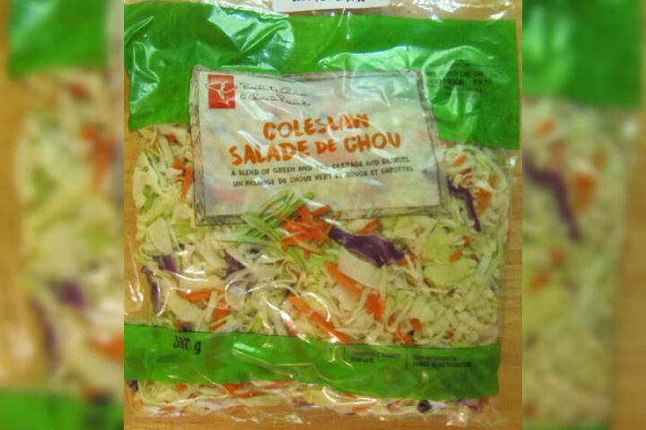 A picture of President's Choice coleslaw, with possible salmonella contamination.
