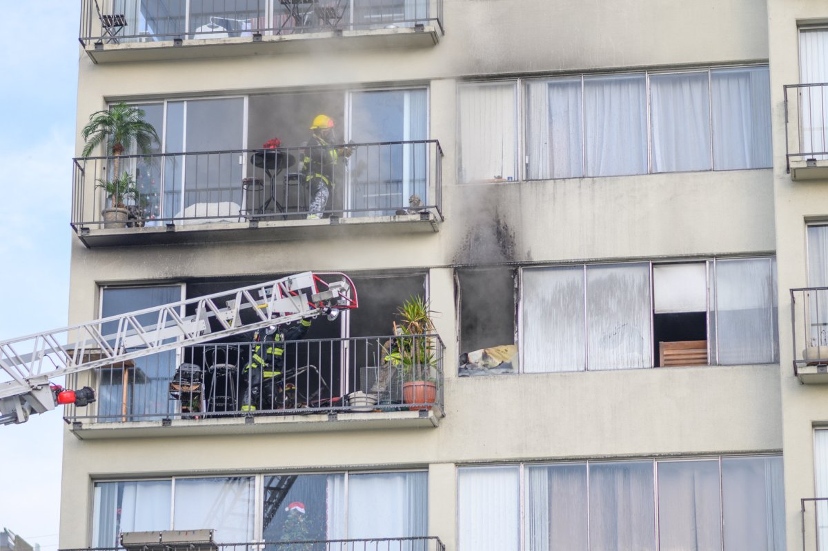 Firefighters respond to an apartment fire in Vancouver's West End on Sunday, Dec. 22, 2019.