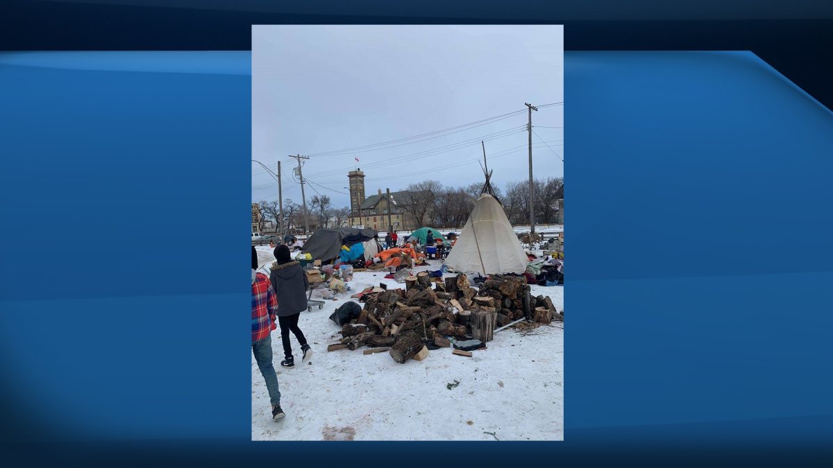 A local Indigenous group erected a teepee in Winnipeg for those experiencing homelessness.