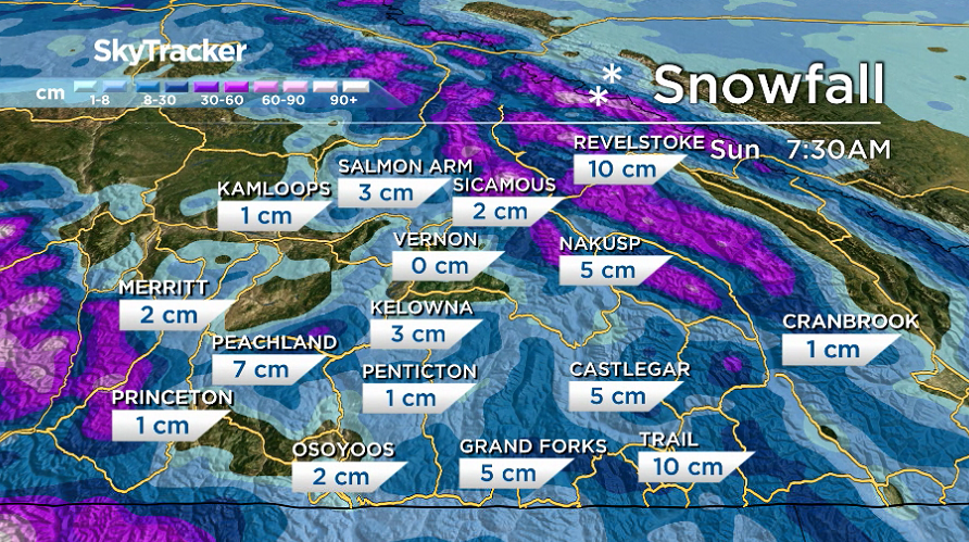 0 to 7 centimetres of snow is possible on Saturday.