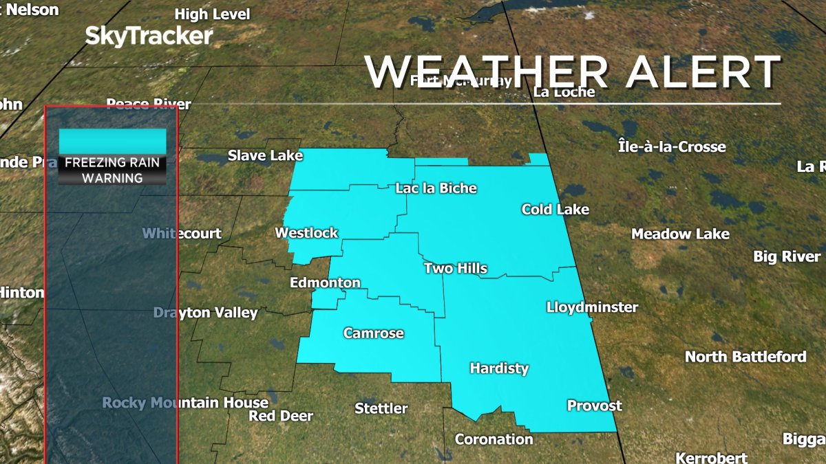A freezing rain warning was put into place for central and eastern Alberta on Wednesday night. 