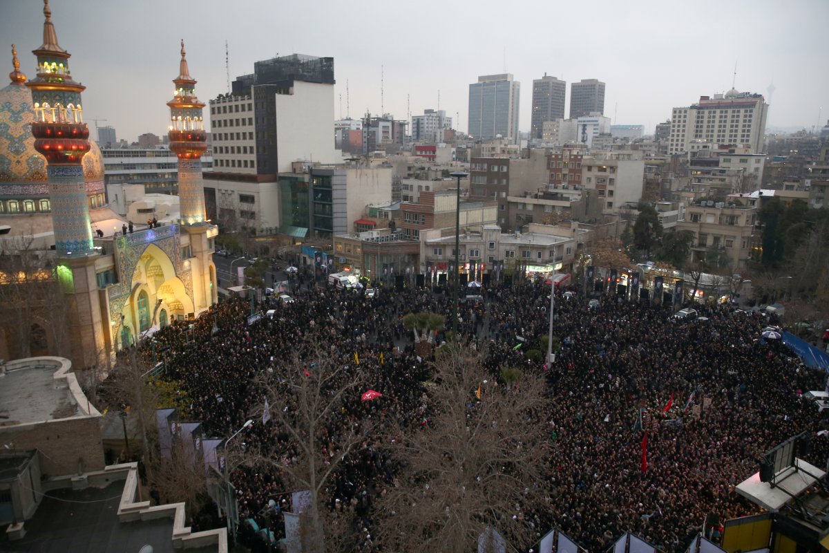 Iranians gather to mourn General Qassem Soleimani, head of the elite Quds Force, who was killed in an air strike at Baghdad airport, in Tehran, Iran January 4, 2020.