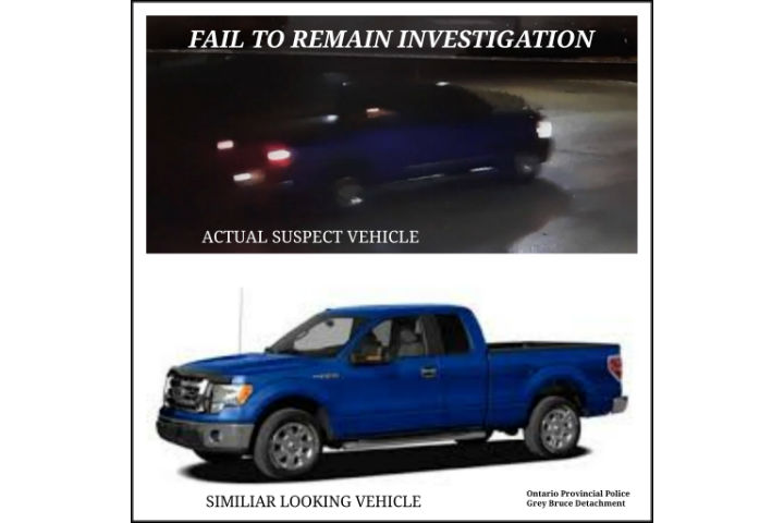 The suspect vehicle is pictured at the top, while a car that looks similar to the vehicle is photographed below it, OPP say.